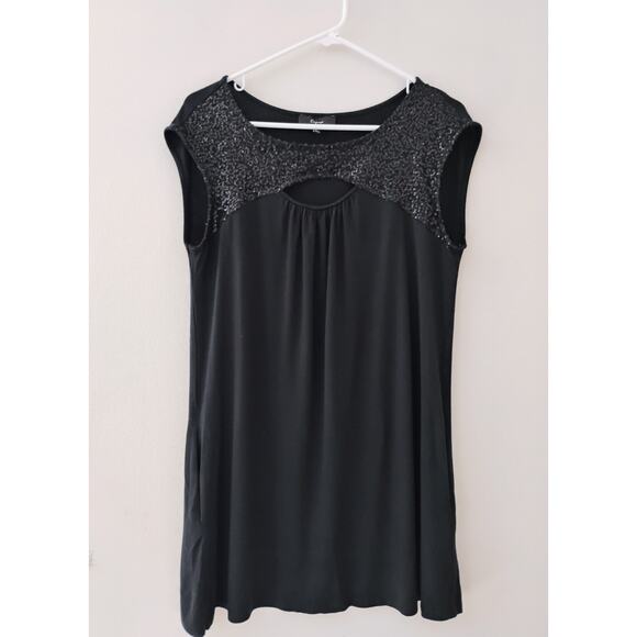 Large Vintage Black Express Mini Dress With Pockets And Sequins. Y2k. 2005. - Picture 1 of 13